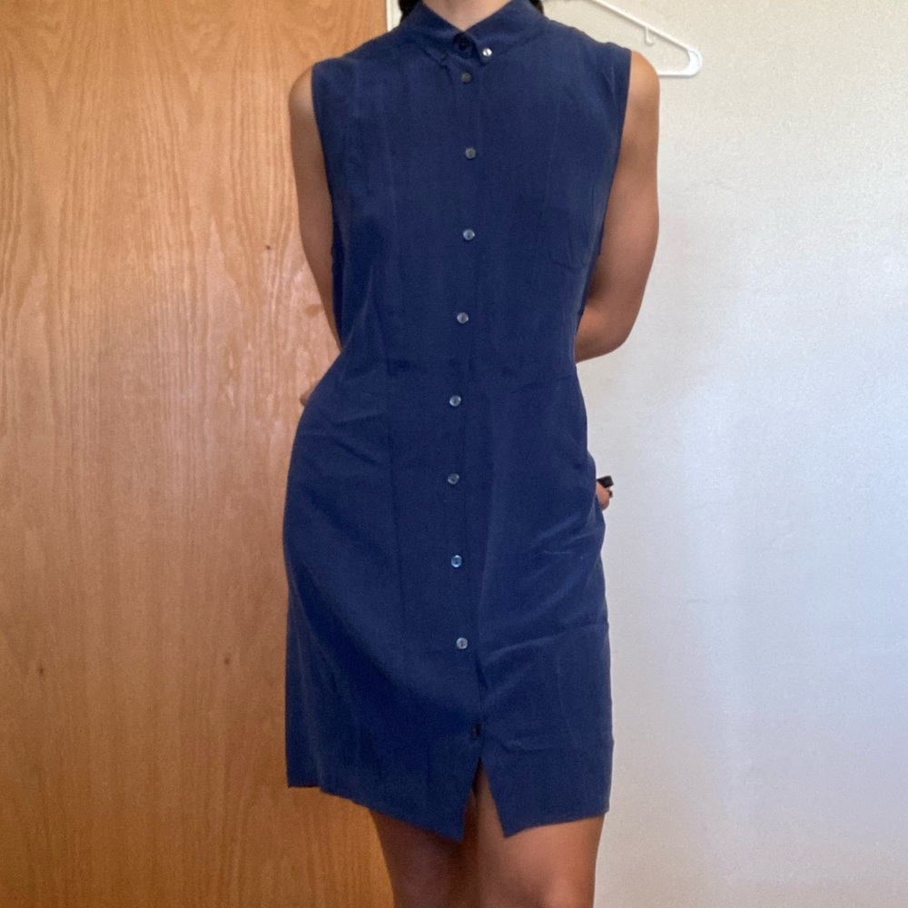 Levi’s navy silk shirt tank dress size large